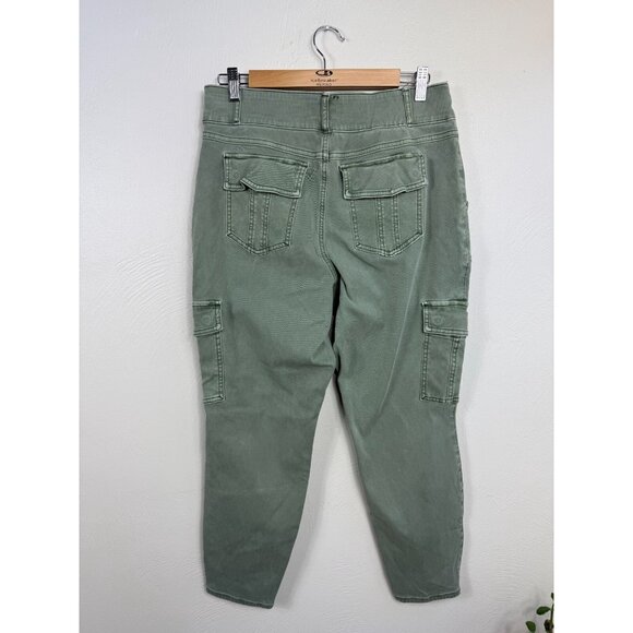 Spanx‎ Womens Green Twill Stretch Cargo Ankle Pants Size 1XP Army Spring Pockets - Picture 5 of 15